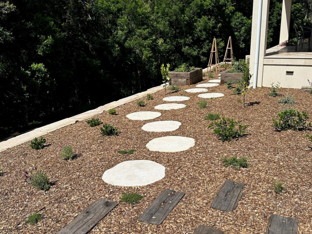 Pathway limestone stepping stones
